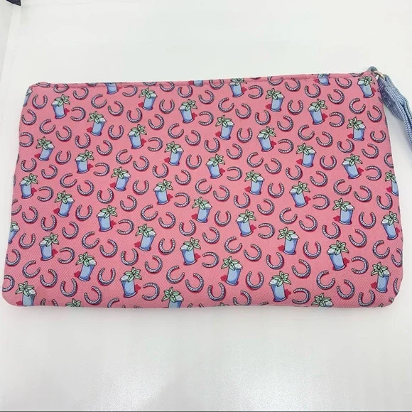 Vineyard Vines for Kentucky Derby Mint Julep Horseshoe Satin Wristlet - Picture 4 of 11